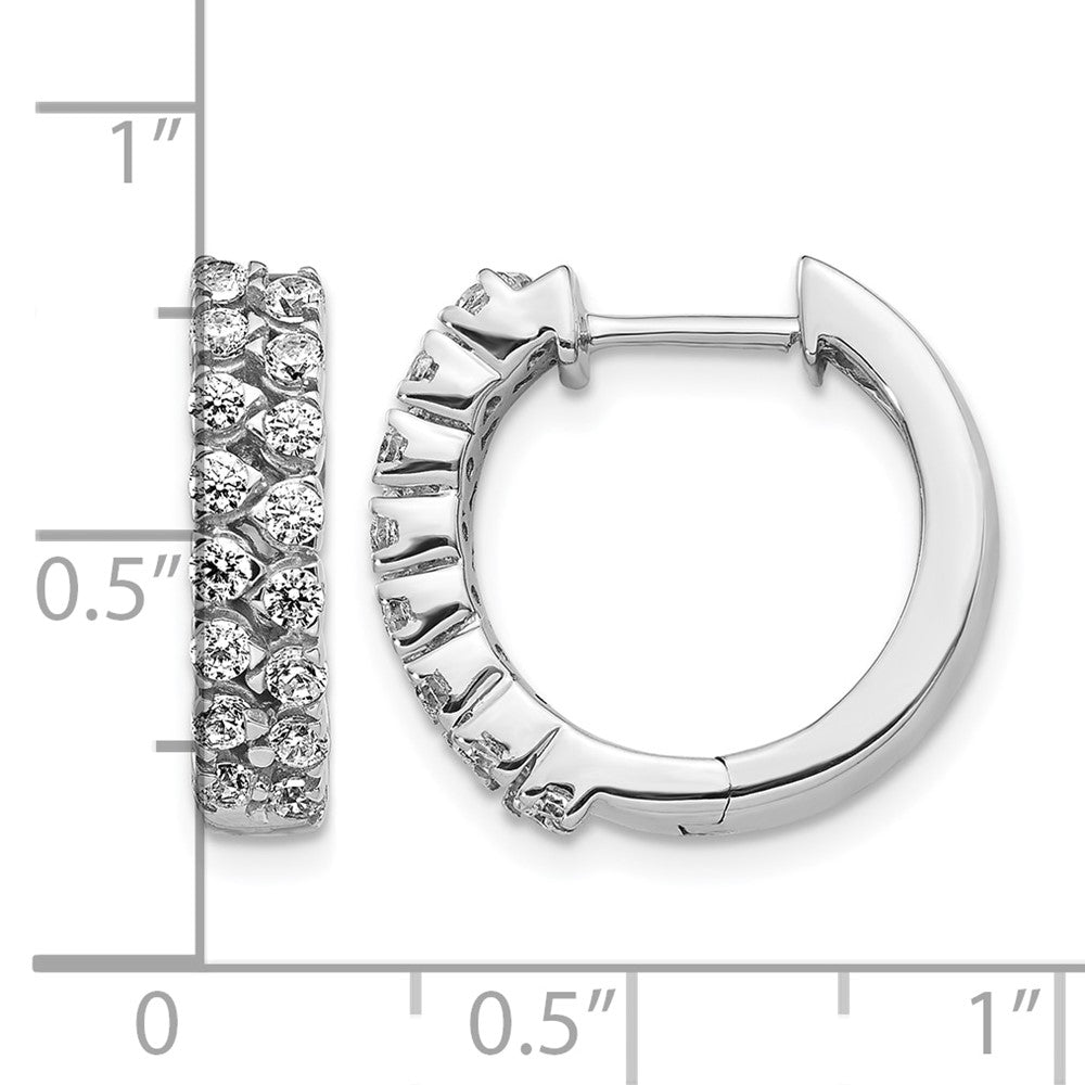 14k White Gold 2-row Diamond Hinged Hoop Earrings