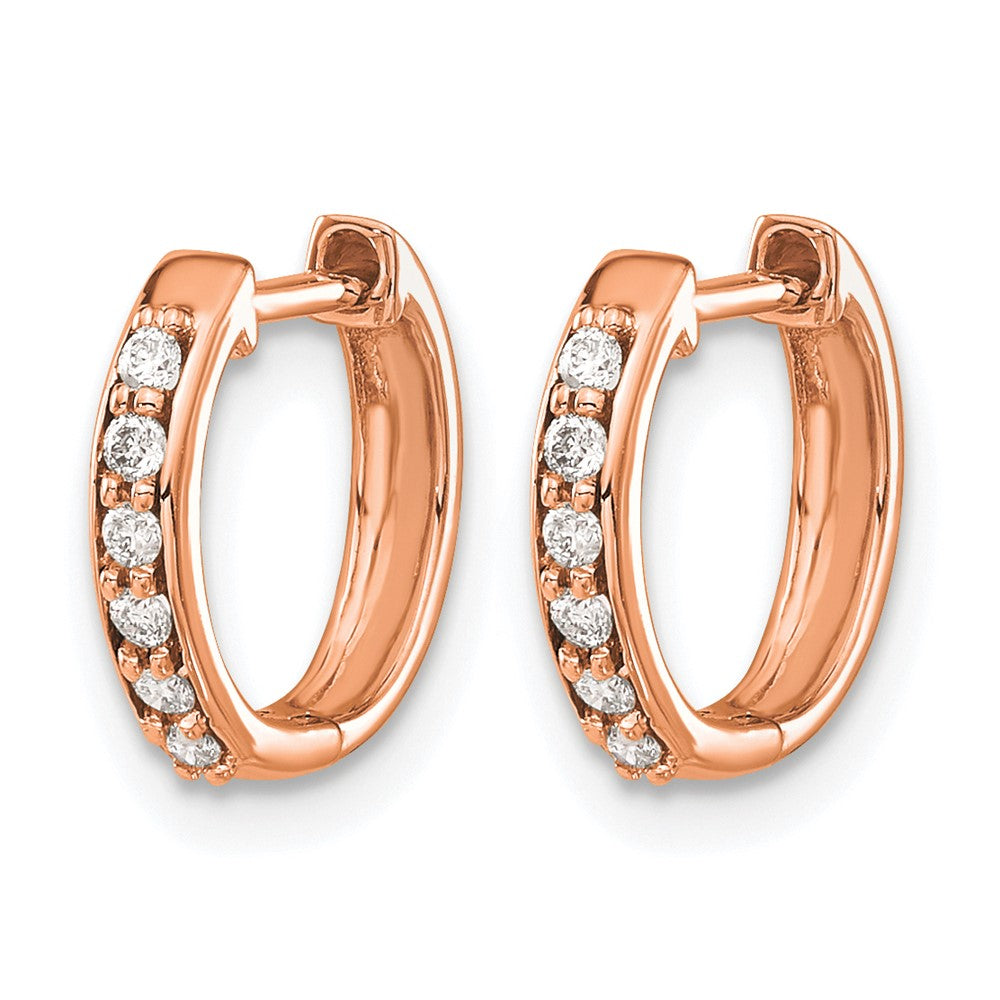 14k Rose Gold Diamond Hinged Hoop Earrings
