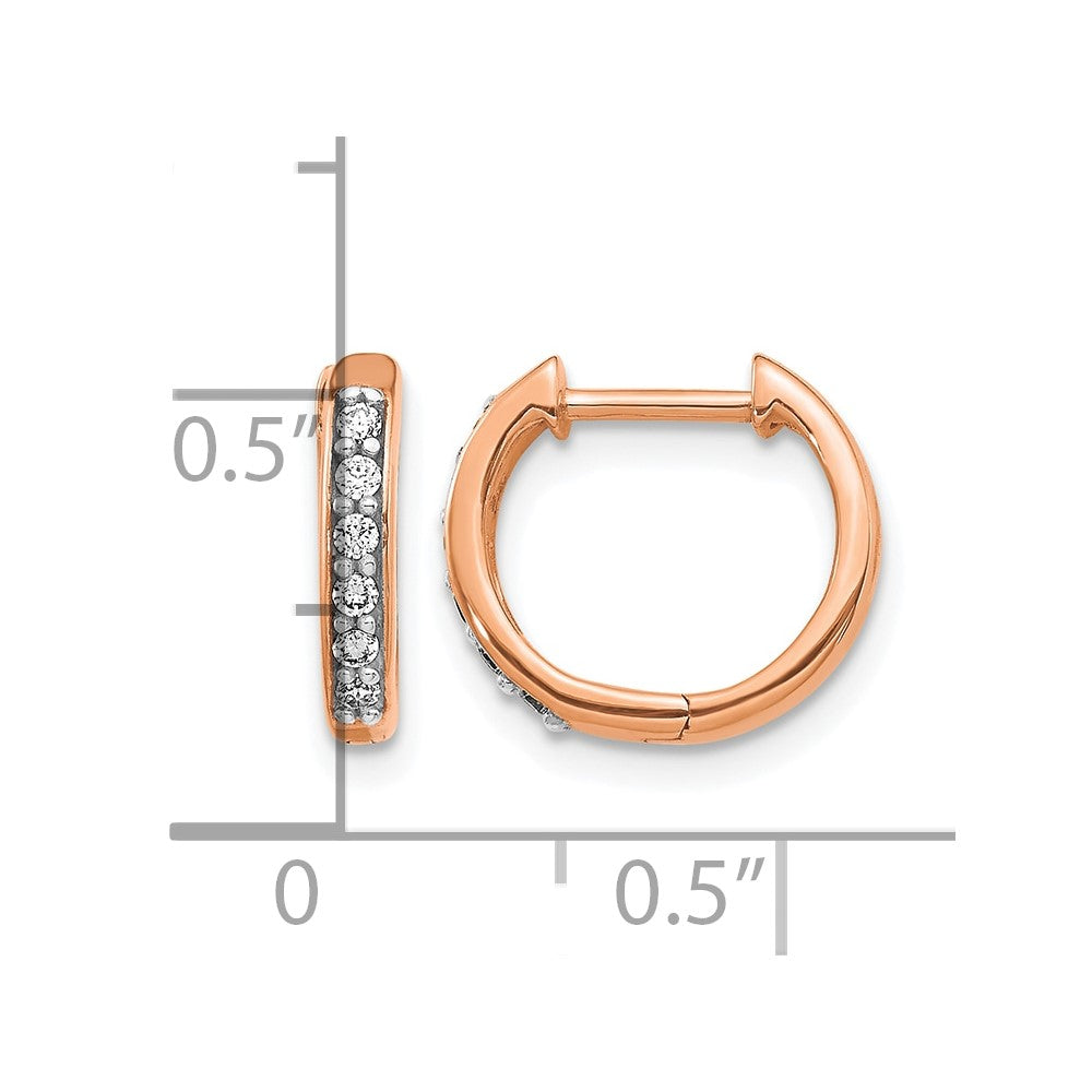 14k Rose Gold Diamond Hinged Hoop Earrings