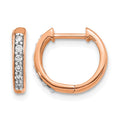 14k Rose Gold Diamond Hinged Hoop Earrings