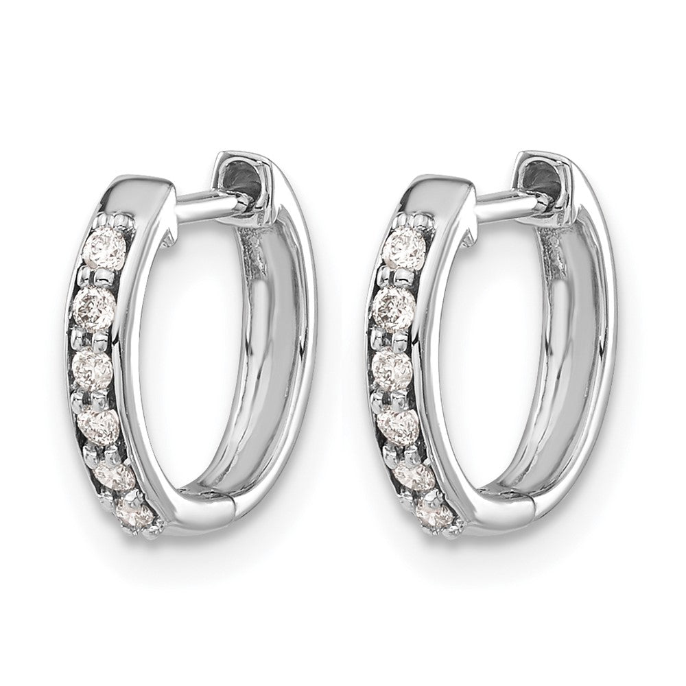 14k White Gold Diamond Hinged Hoop Earrings