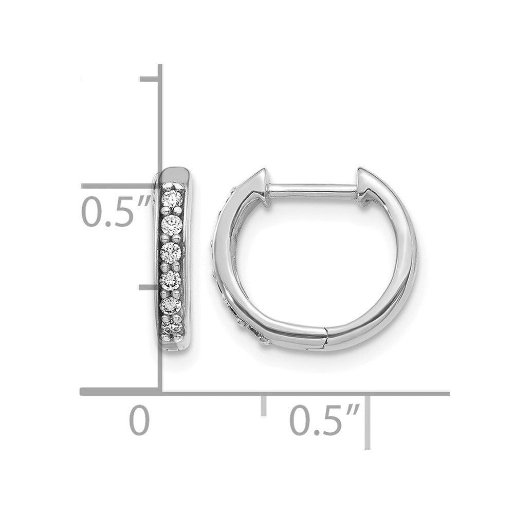 14k White Gold Diamond Hinged Hoop Earrings