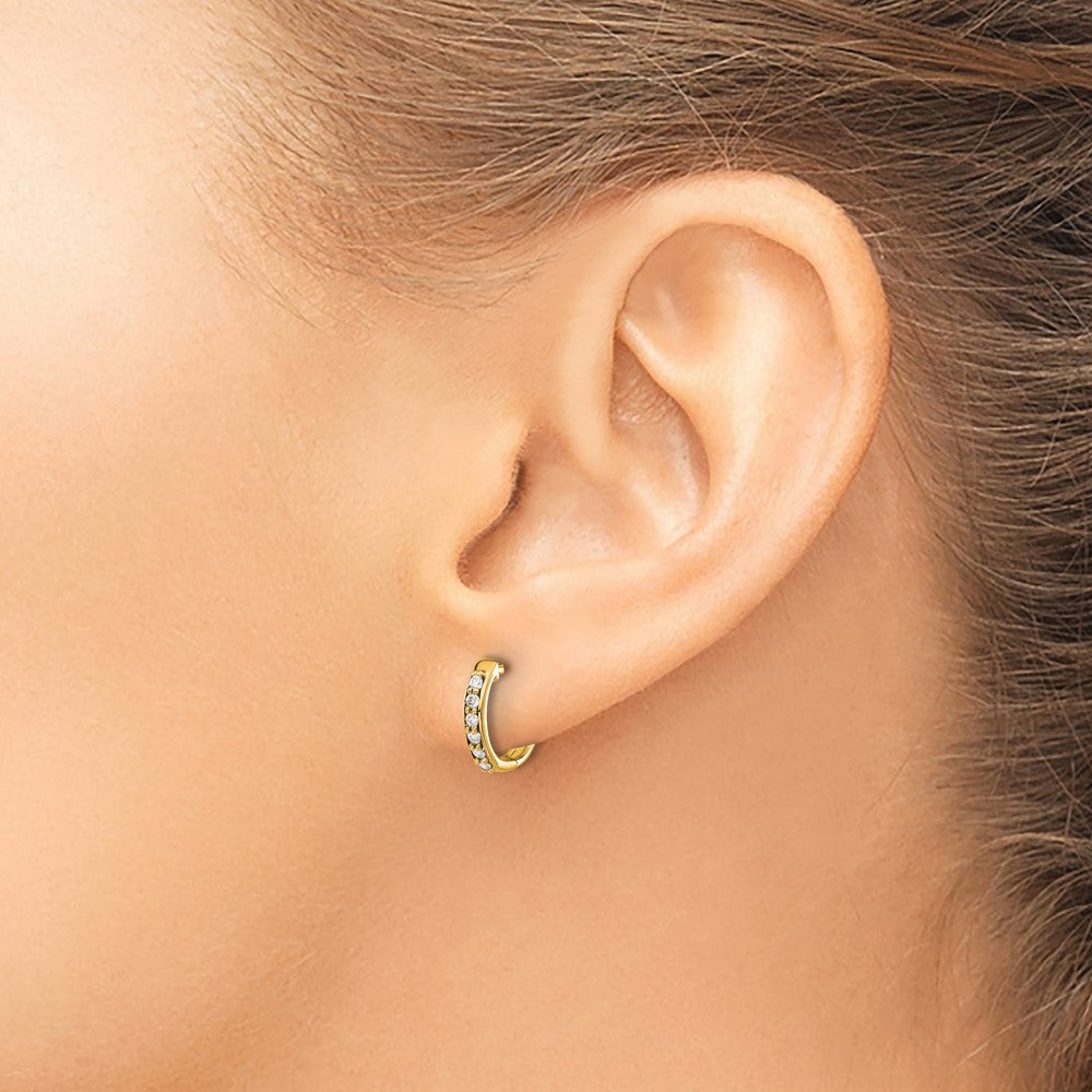 14k Diamond Hinged Hoop Earrings