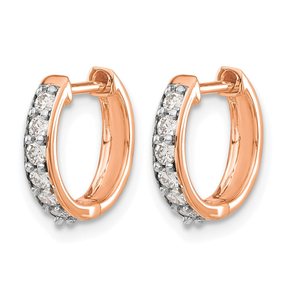 14k Rose Gold Diamond Hinged Hoop Earrings