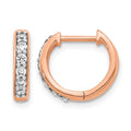 14k Rose Gold Diamond Hinged Hoop Earrings