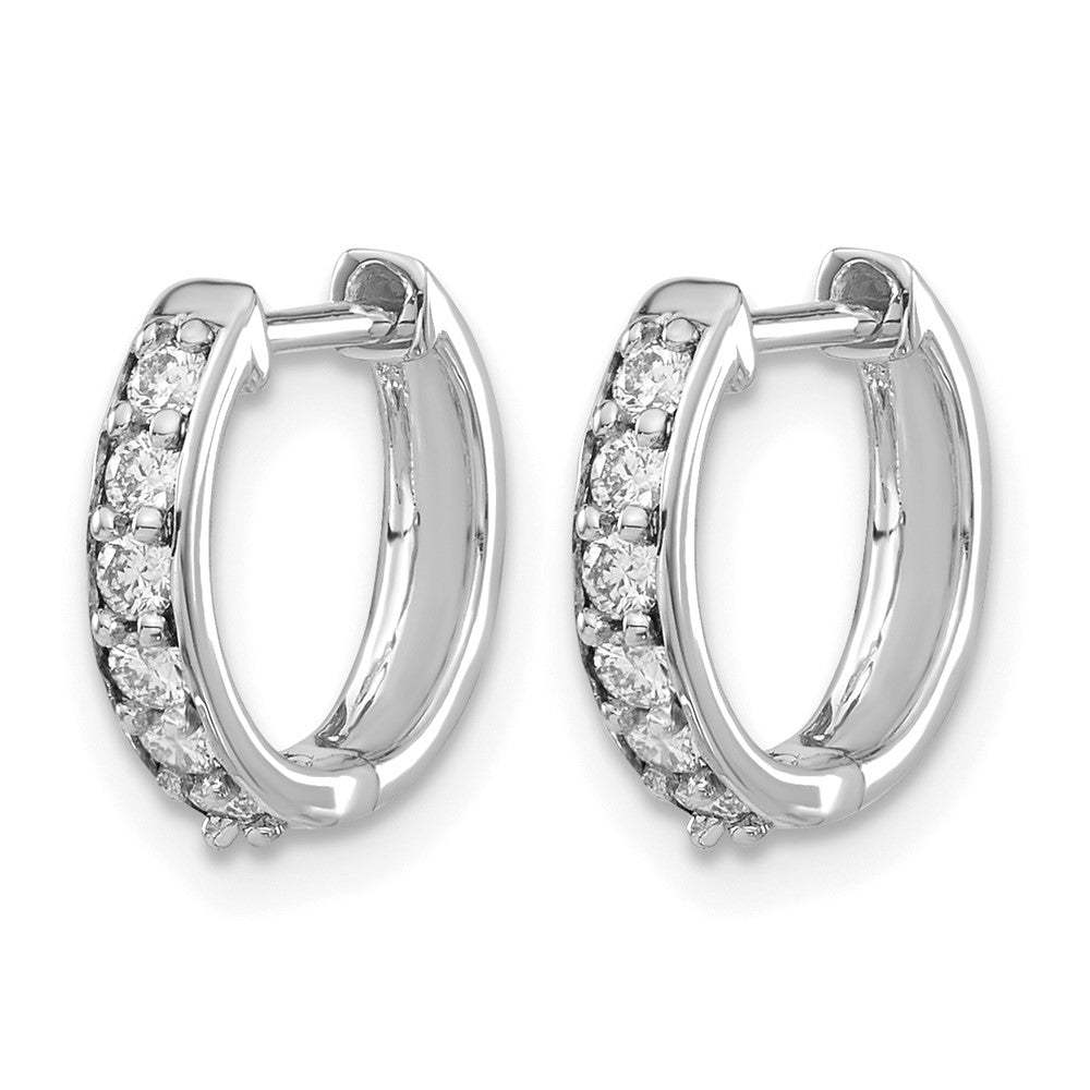 14k White Gold Diamond Hinged Hoop Earrings