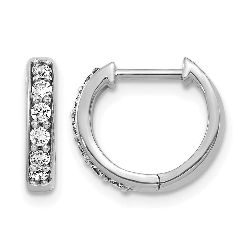 14k White Gold Diamond Hinged Hoop Earrings