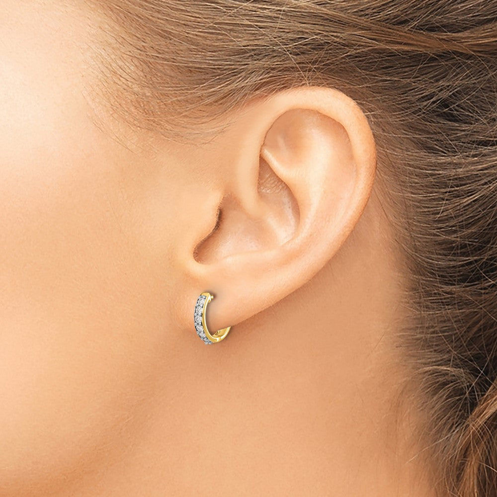 14k Diamond Hinged Hoop Earrings