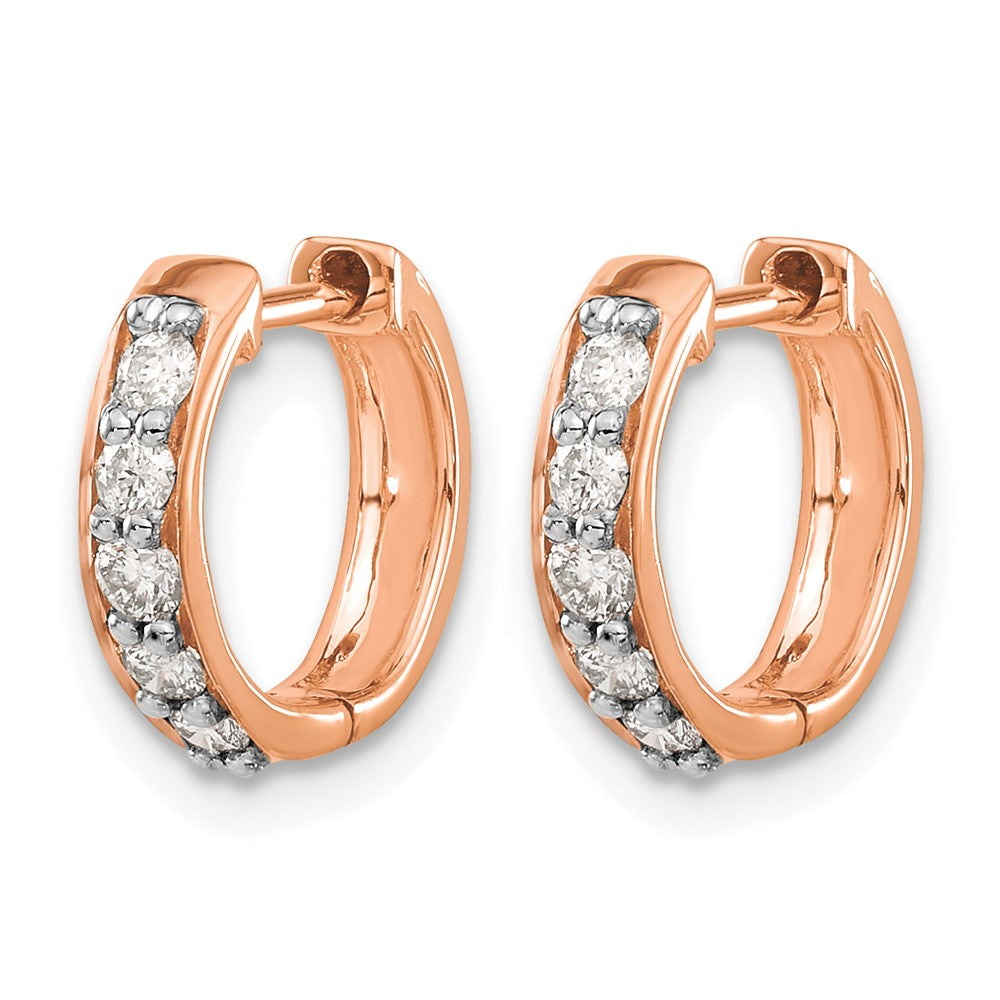 14k Rose Gold Diamond Hinged Hoop Earrings