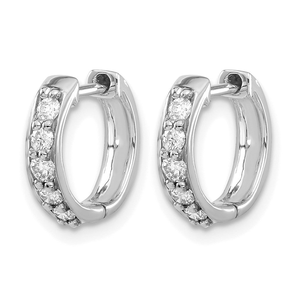 14k White Gold Diamond Hinged Hoop Earrings