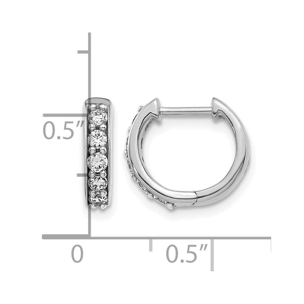 14k White Gold Diamond Hinged Hoop Earrings