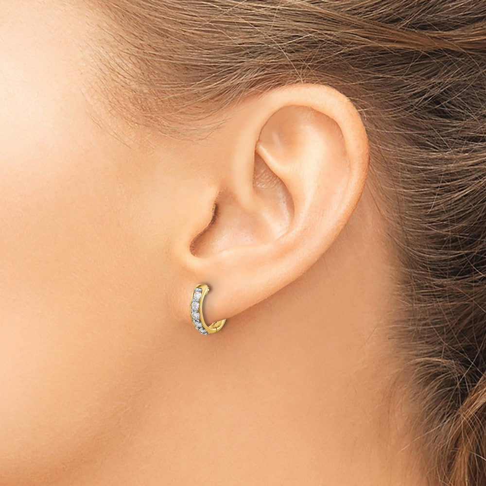 14k Diamond Hinged Hoop Earrings