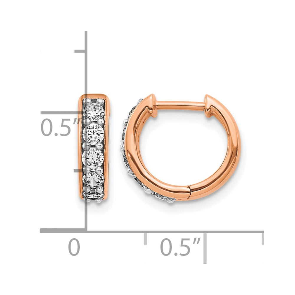 14k Rose Gold Diamond Hinged Hoop Earrings
