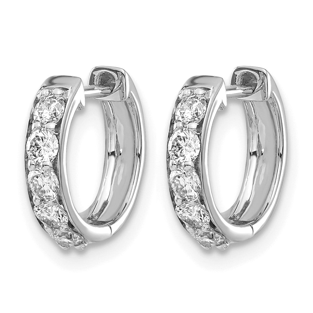14k White Gold Diamond Hinged Hoop Earrings