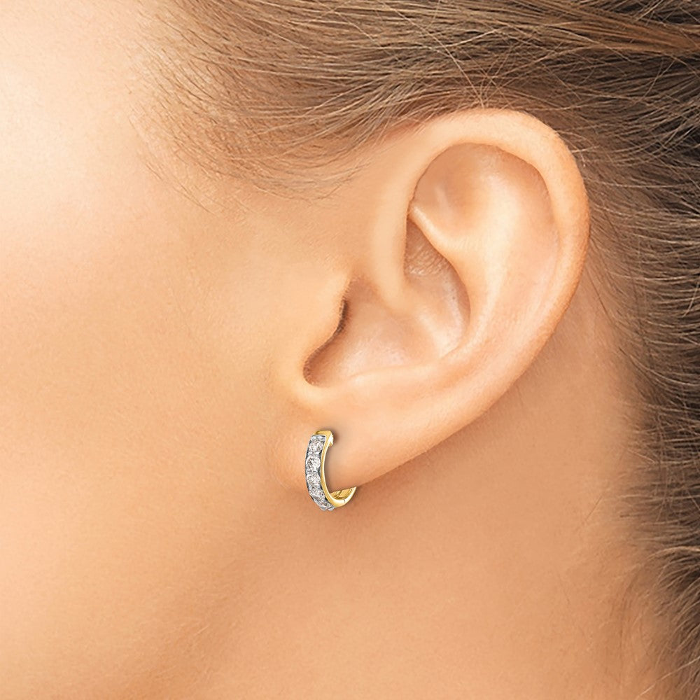 14k Diamond Hinged Hoop Earrings