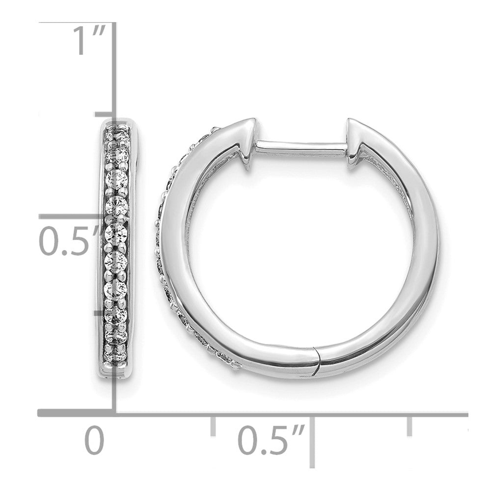 10k White Gold Diamond Hinged Hoop Earrings