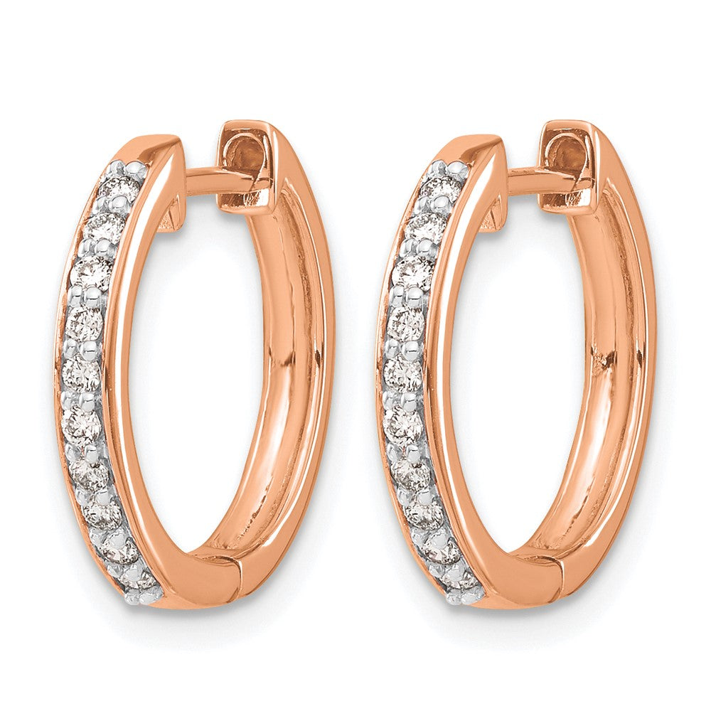 14k Rose Gold Diamond Hinged Hoop Earrings