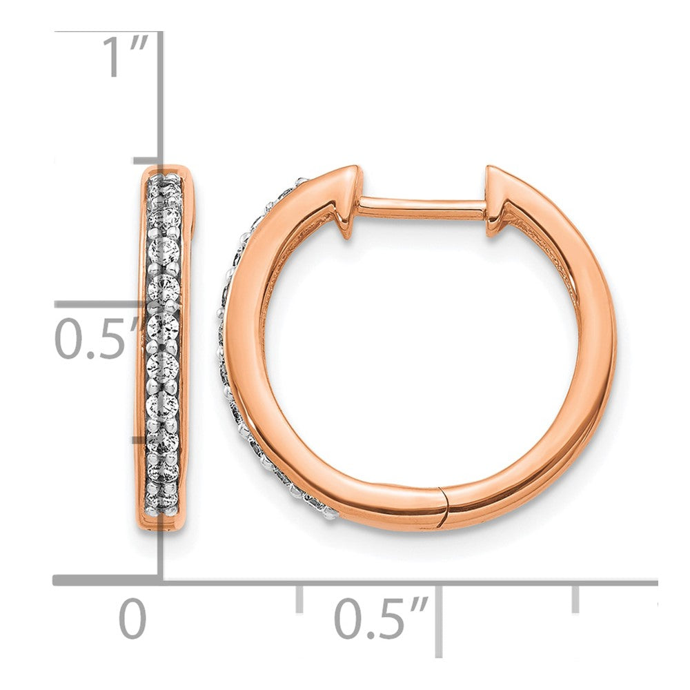 14k Rose Gold Diamond Hinged Hoop Earrings