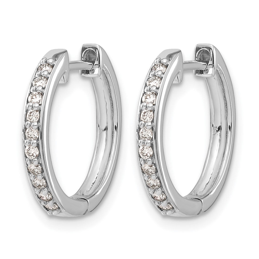 14k White Gold Diamond Hinged Hoop Earrings