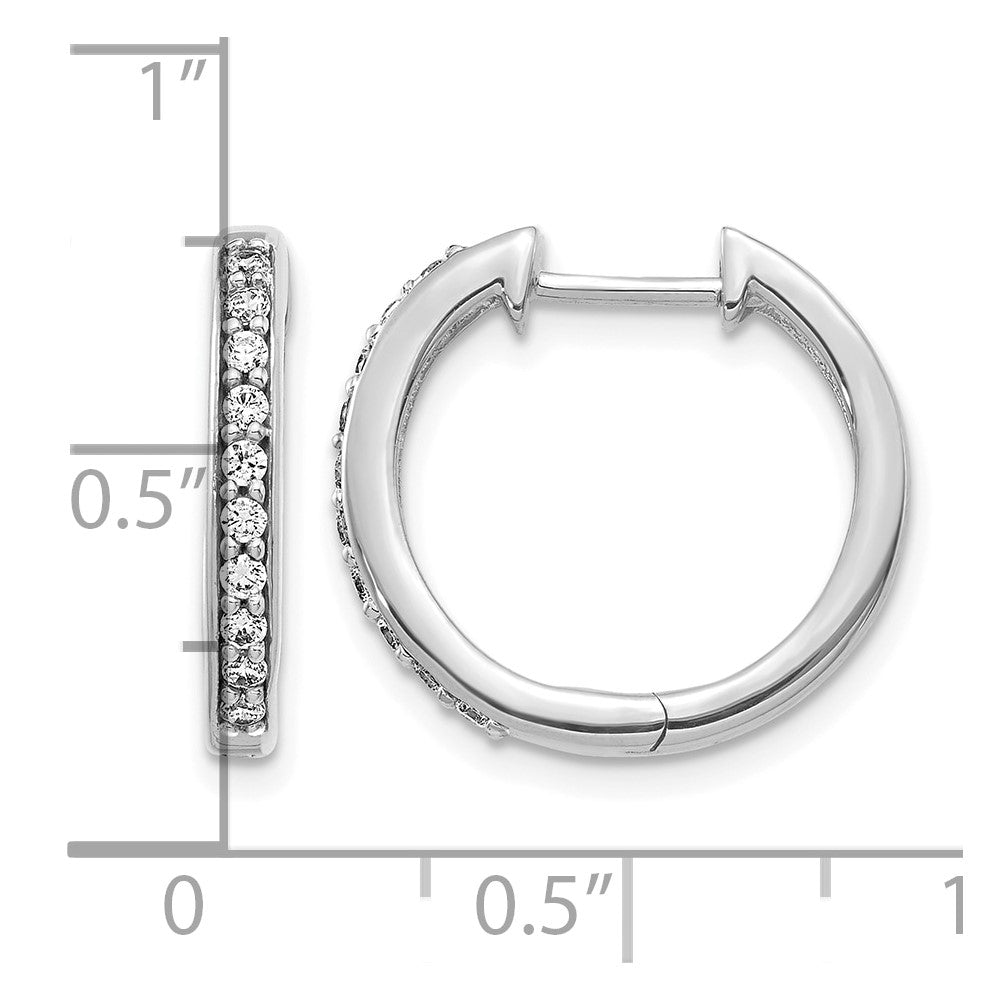 14k White Gold Diamond Hinged Hoop Earrings