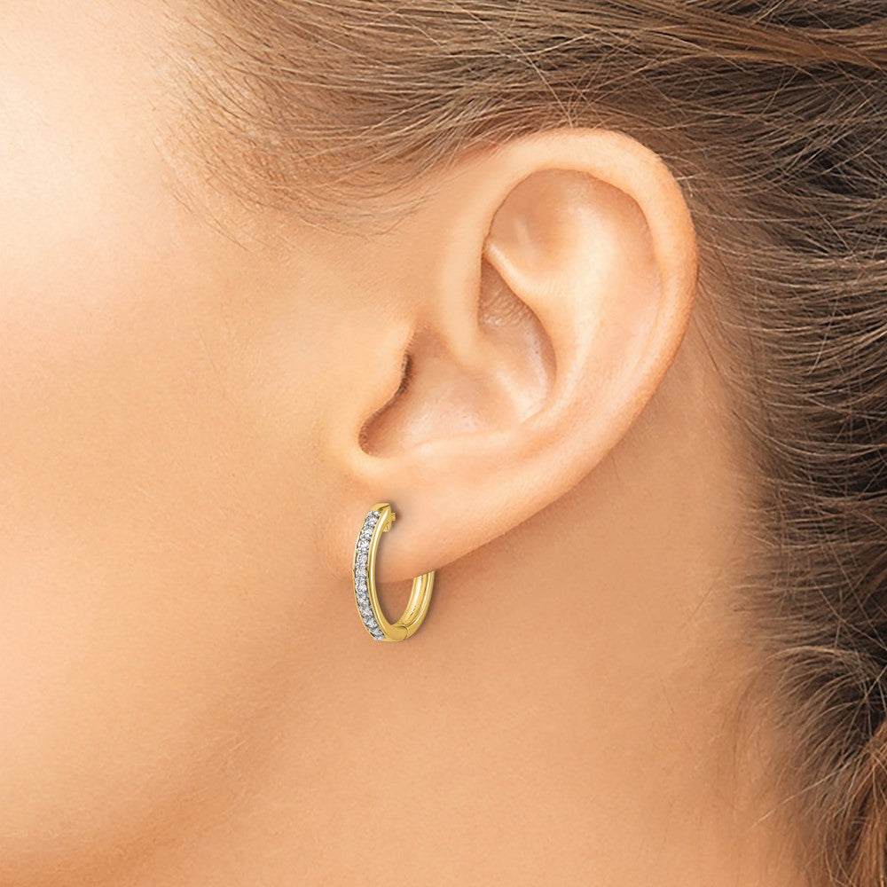 14k Diamond Hinged Hoop Earrings