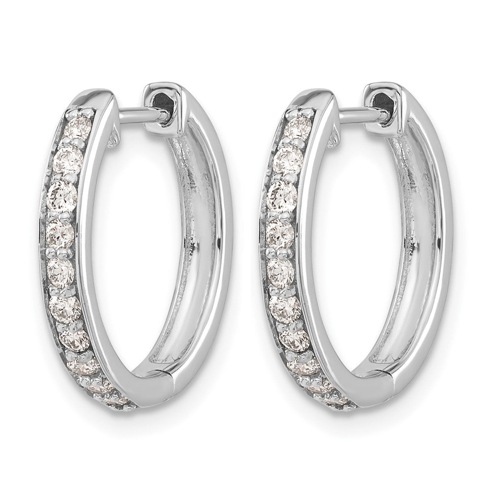 14k White Gold Diamond Hinged Hoop Earrings