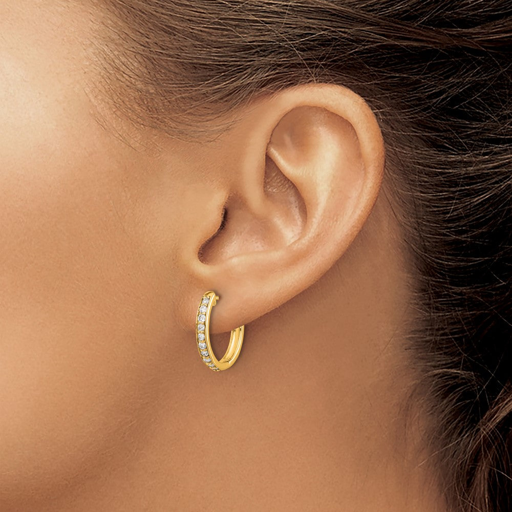14k Diamond Hinged Hoop Earrings