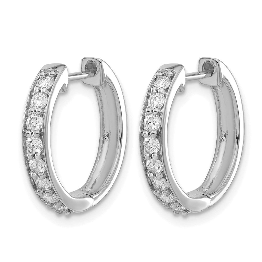14k White Gold Diamond Hinged Hoop Earrings