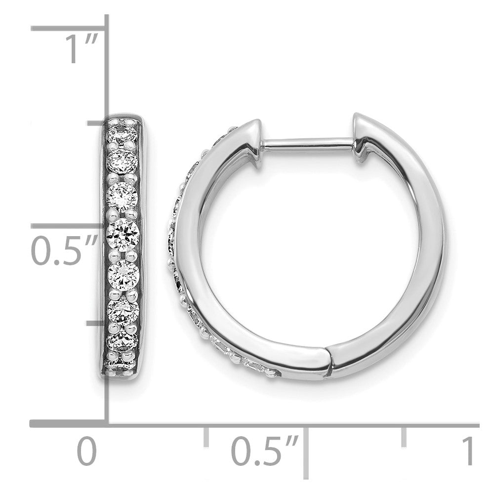 14k White Gold Diamond Hinged Hoop Earrings