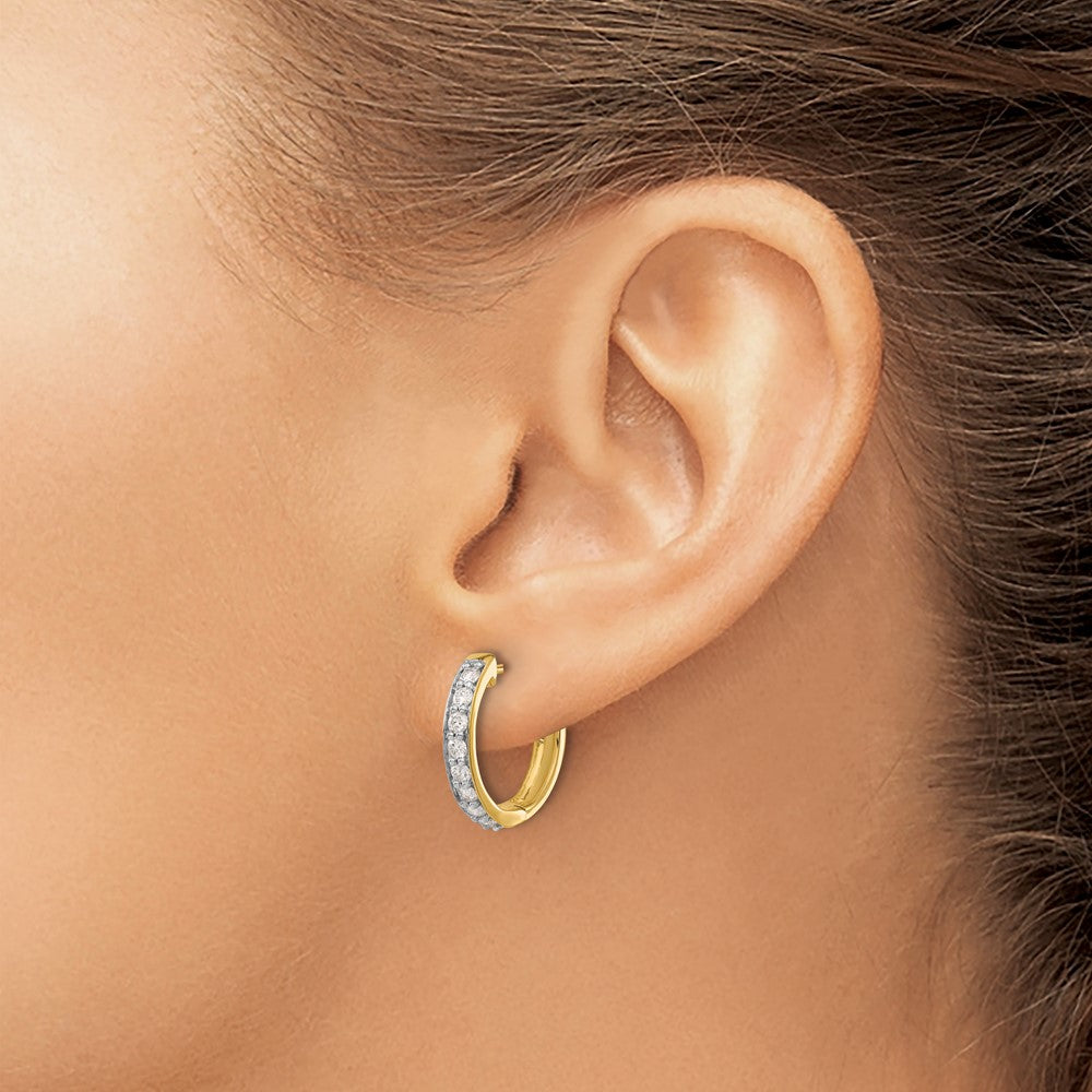 14k Diamond Hinged Hoop Earrings