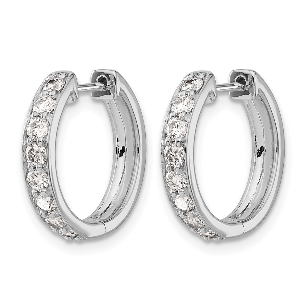 14k White Gold Diamond Hinged Hoop Earrings