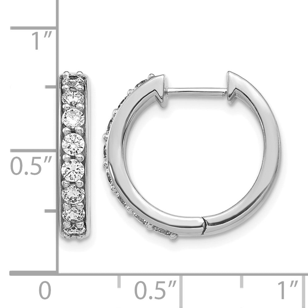 14k White Gold Diamond Hinged Hoop Earrings