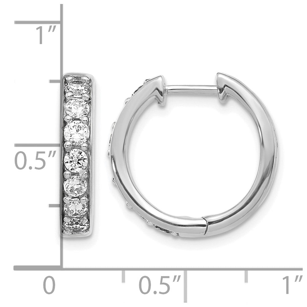 10k White Gold Diamond Hinged Hoop Earrings