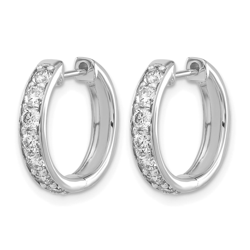 14k White Gold Diamond Hinged Hoop Earrings