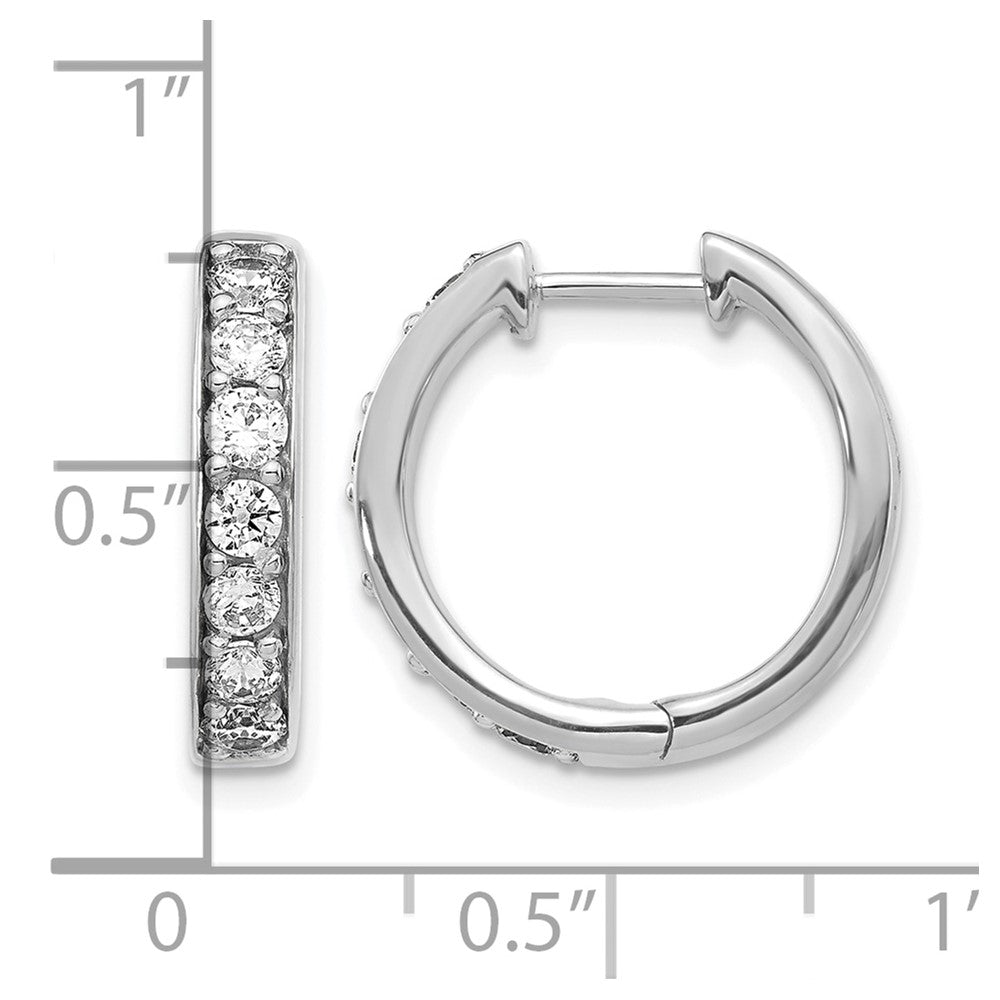 14k White Gold Diamond Hinged Hoop Earrings