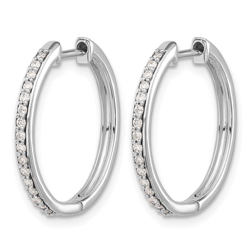14k White Gold Diamond Hinged Hoop Earrings