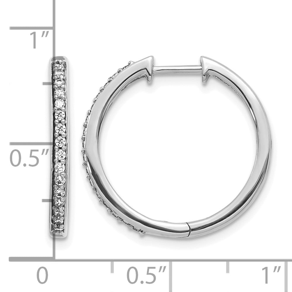 14k White Gold Diamond Hinged Hoop Earrings