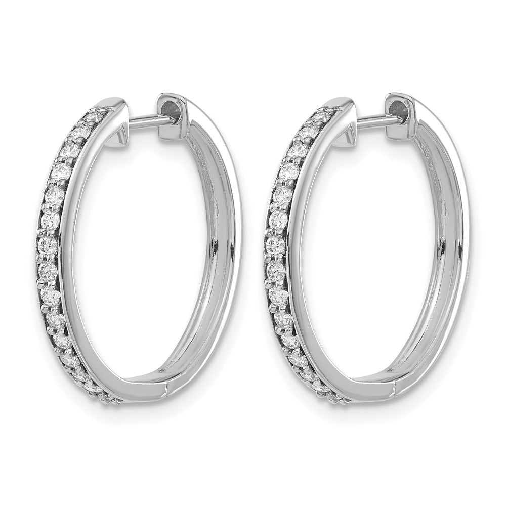 14k White Gold Diamond Hinged Hoop Earrings