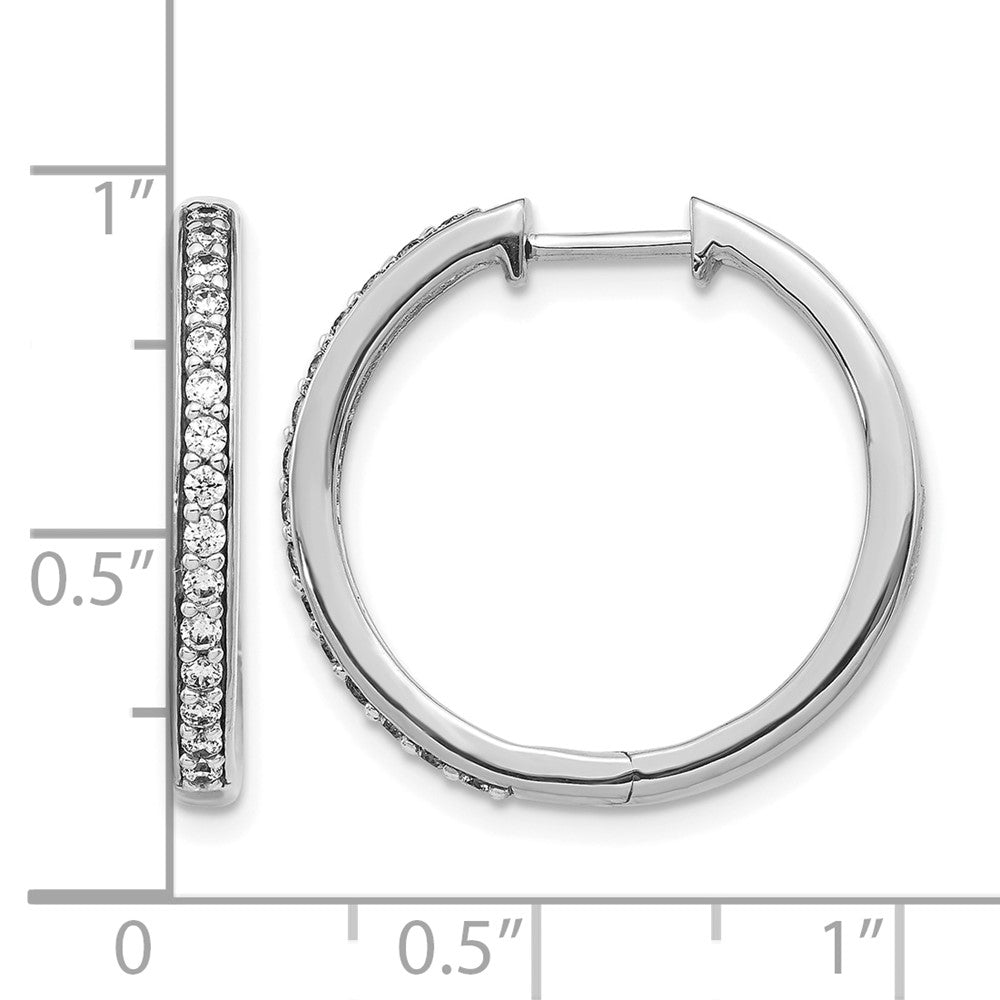 14k White Gold Diamond Hinged Hoop Earrings