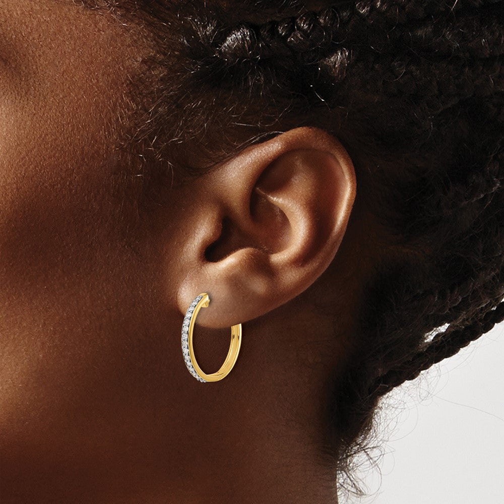 14k Diamond Hinged Hoop Earrings