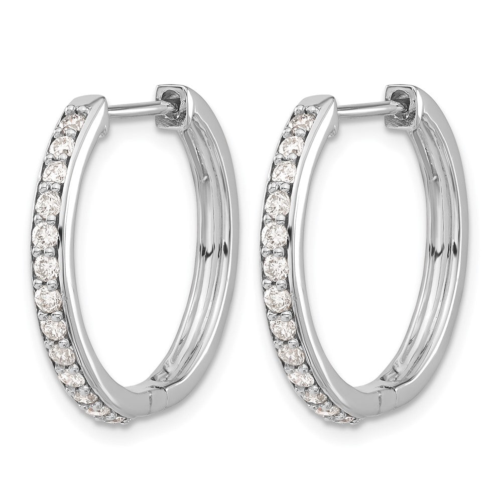 14k White Gold Diamond Hinged Hoop Earrings