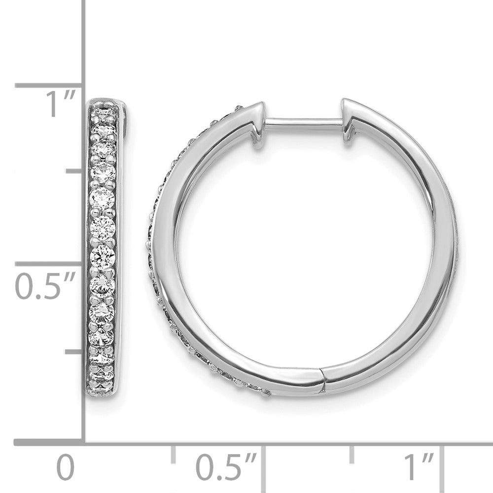 14k White Gold Diamond Hinged Hoop Earrings