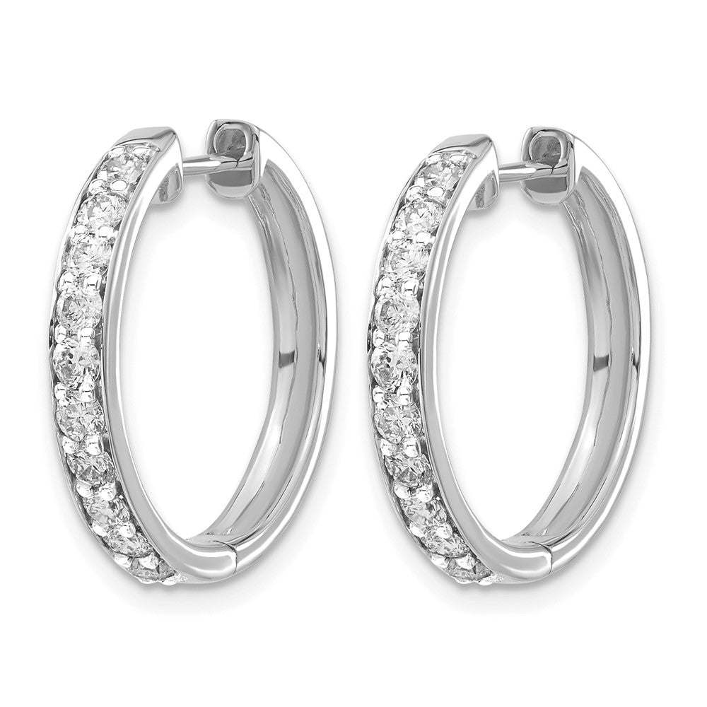 10k White Gold Diamond Hinged Hoop Earrings