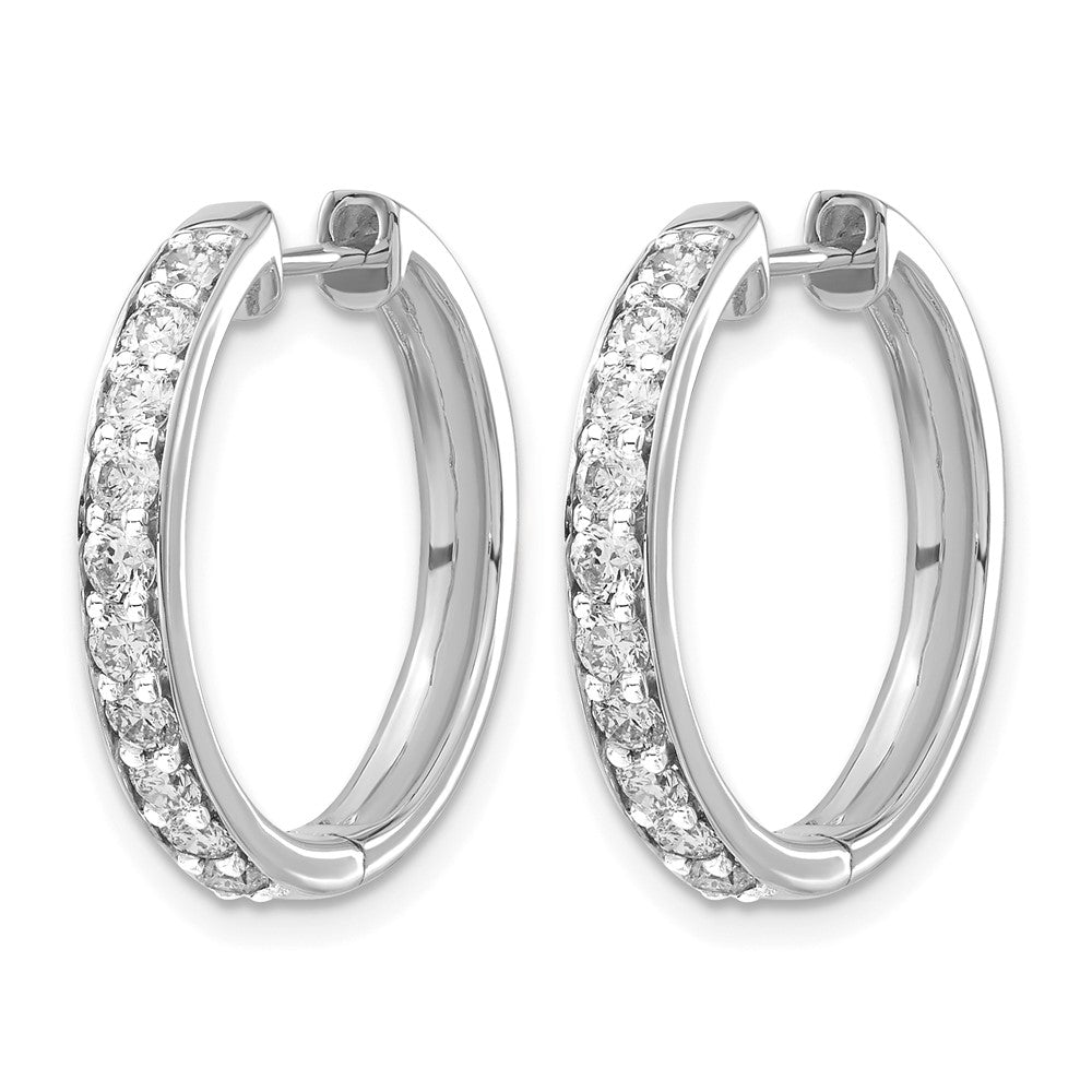 14k White Gold Diamond Hinged Hoop Earrings