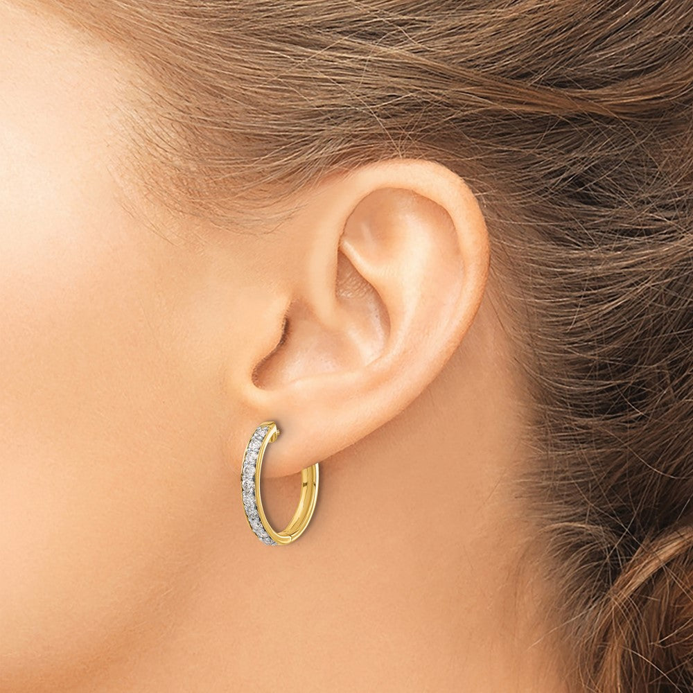 14k Diamond Hinged Hoop Earrings