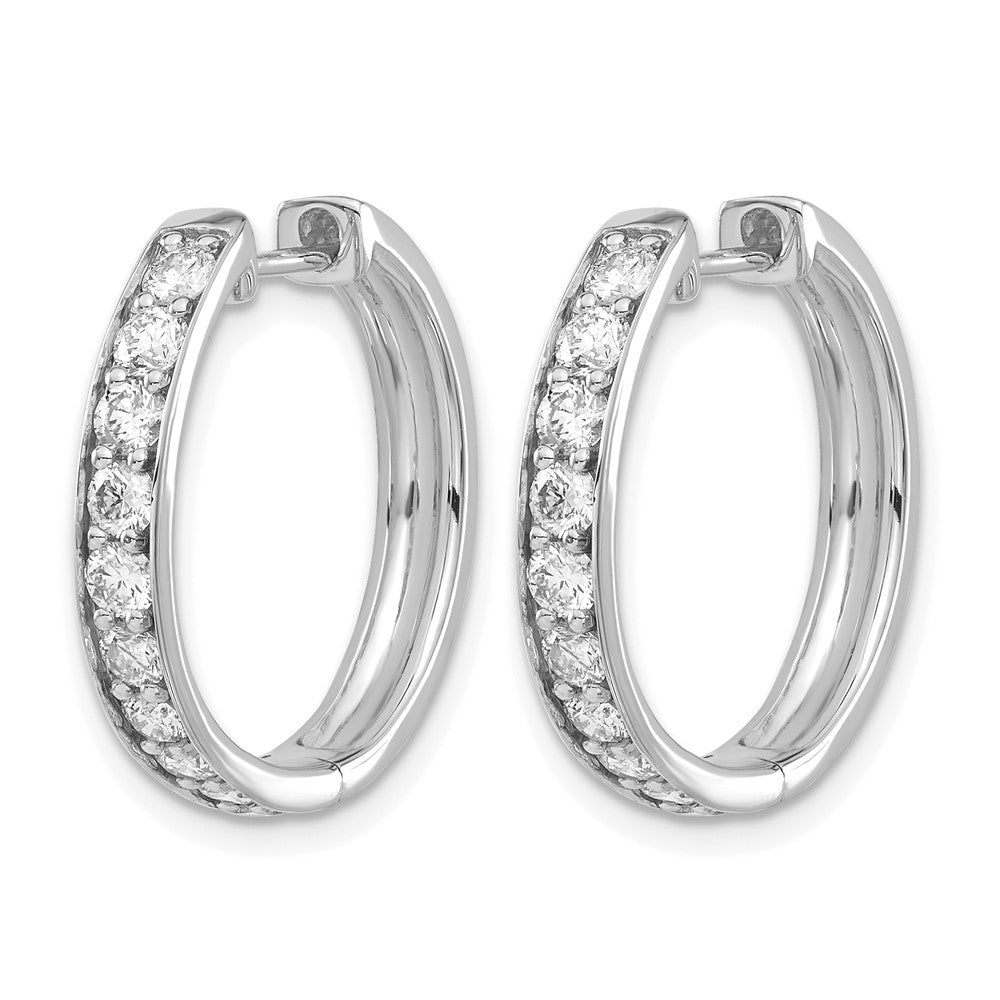 14k White Gold Diamond Hinged Hoop Earrings