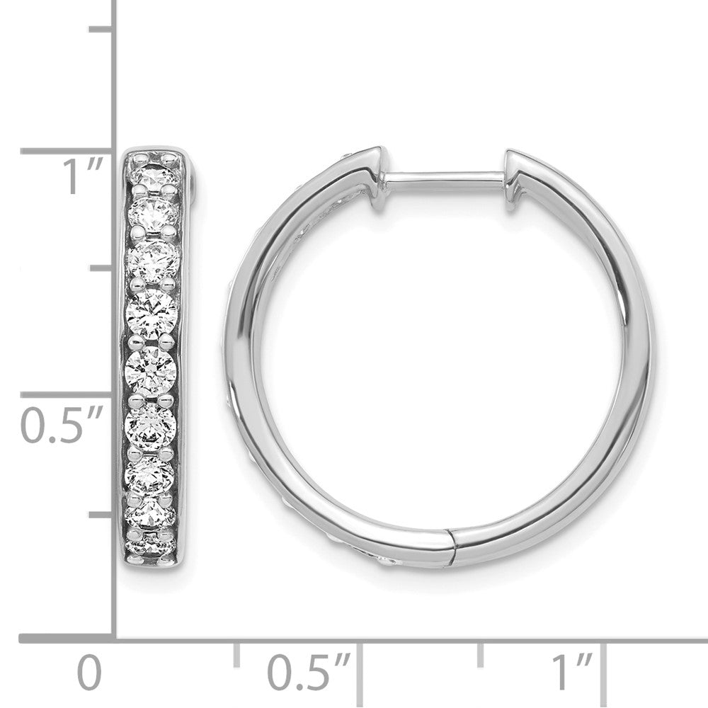 14k White Gold Diamond Hinged Hoop Earrings