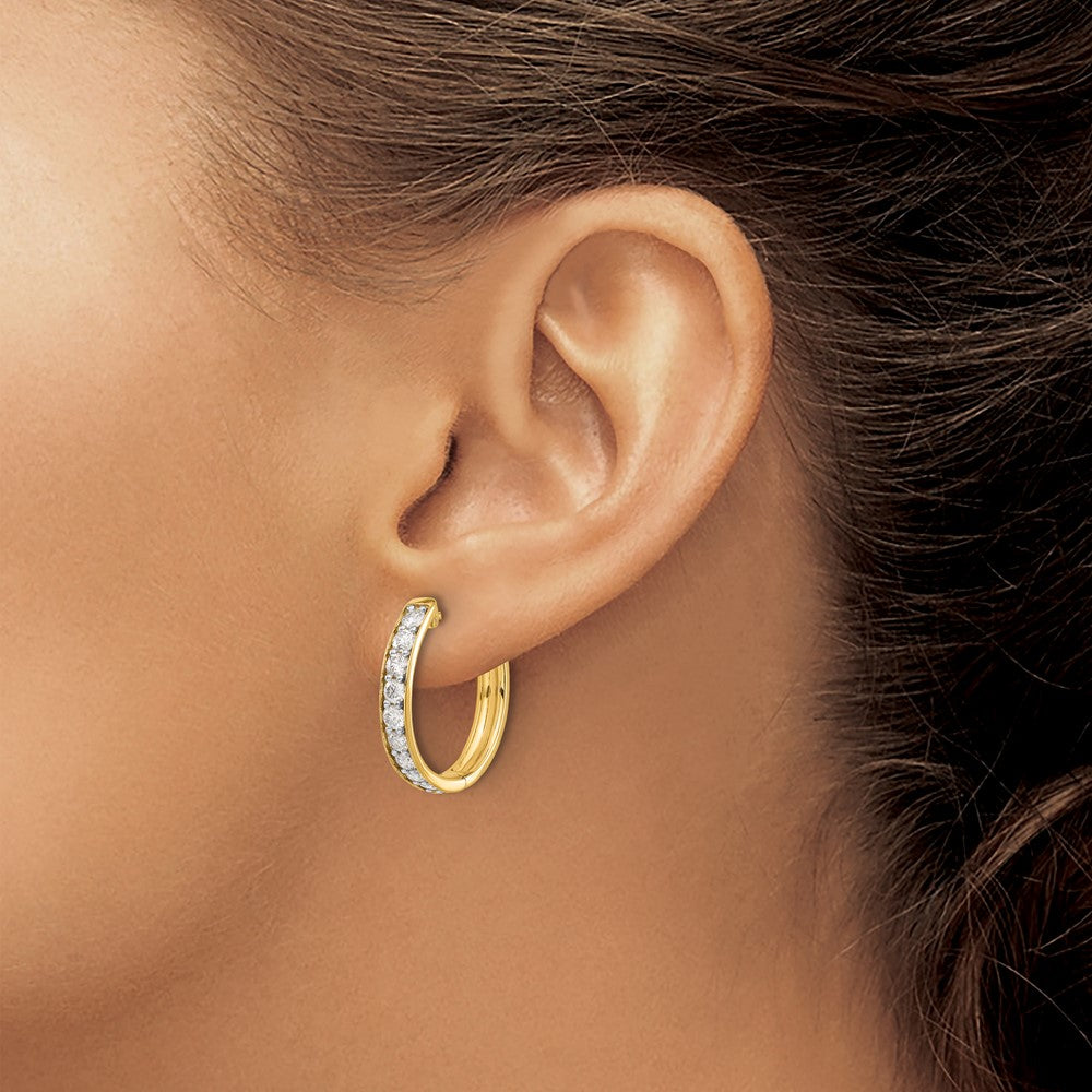 14k Diamond Hinged Hoop Earrings
