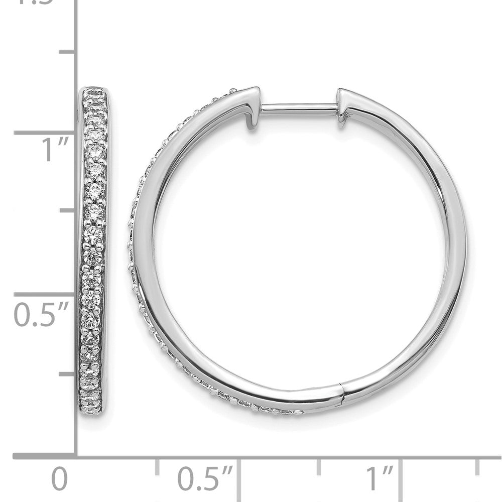14k White Gold Diamond Hinged Hoop Earrings