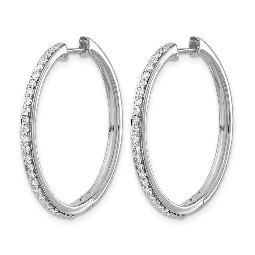 14k White Gold Diamond Hinged Hoop Earrings